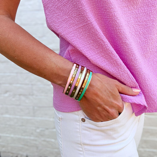 18K Gold Shimmering Belle Bangle | Lilac