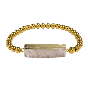 Druzy Agate Bar Bracelet | Gold