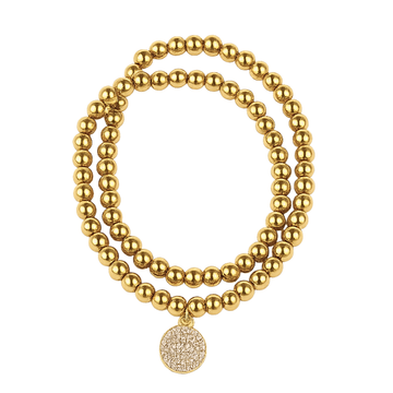 Double Wrap Radiant Rhinestone Charm Bracelet | 18K Gold PVD Plated