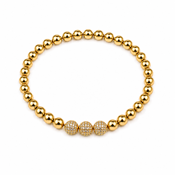 Radiant Rhinestone Triple Ball Bracelet | 18K Gold PVD Plated