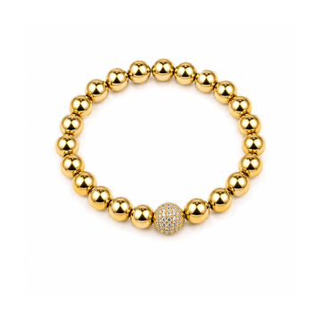 Radiant Rhinestone Single Ball Bracelet | 18K Gold PVD Plated
