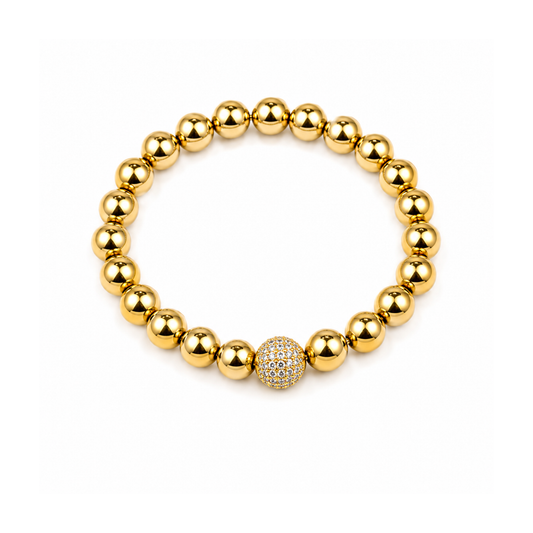 Radiant Rhinestone Single Ball Bracelet | 18K Gold PVD Plated