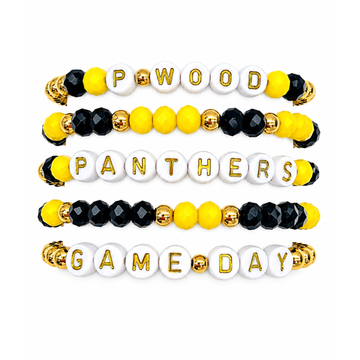 Yellow & Black Game Day Stack | Personalized 5 Bracelets
