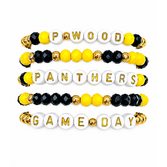 Yellow & Black Game Day Stack | Personalized 5 Bracelets