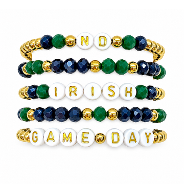 Green & Navy Game Day Stack | Personalized 5 Bracelets