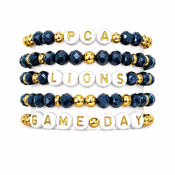 Navy & Gold Game Day Stack | Personalized 5 Bracelet Stack