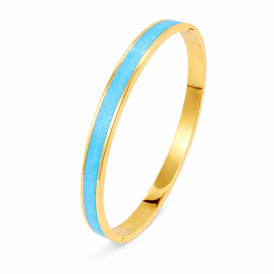 18K Gold Shimmering Belle Bangle | Sky Blue