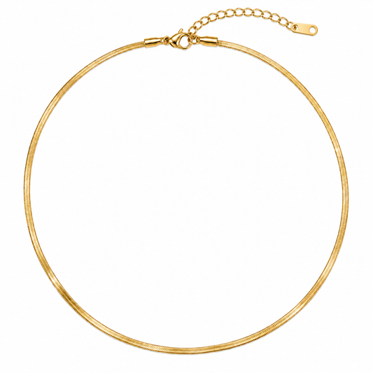 15" 2mm Herringbone Necklace | Gold