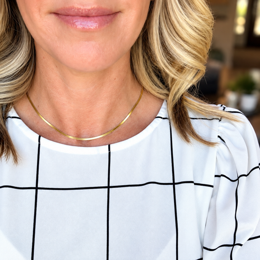 15" 2mm Herringbone Necklace | Gold
