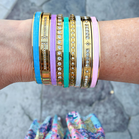 18K Gold Shimmering Belle Bangle | Aqua