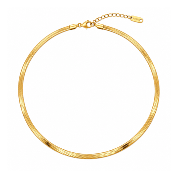 15" 4mm Herringbone Necklace | Gold