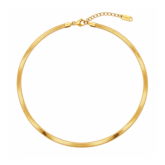 15" 4mm Herringbone Necklace | Gold