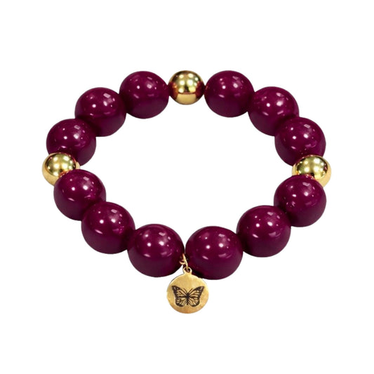 Bubbles with Bren in Burgundy Maroon | 18K Gold accents