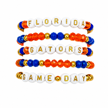 Orange & Blue Game Day Stack | Personalized 5 Bracelet Stack