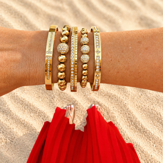 Radiant Rhinestone Single Ball Bracelet | 18K Gold PVD Plated