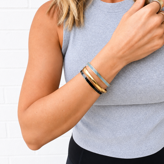 BOLD Belle Bangle | Granite Gray | 18K Gold PVD Plated