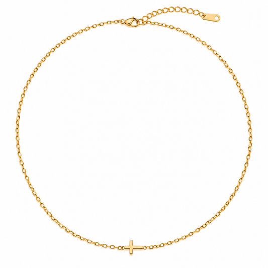 Horizontal Cross Necklace | Gold