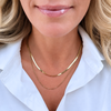 Double-Layered Herringbone & Blade Chain Necklace | Gold