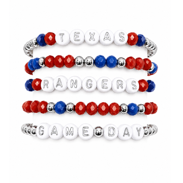 Red & Blue Game Day Stack | Personalized 5 Bracelets