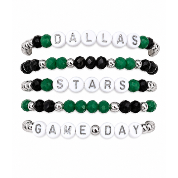 Green & Black Game Day Stack | Personalized 5 Bracelets