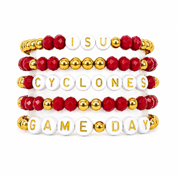 Red & Gold Game Day Stack | Personalized 5 Bracelets