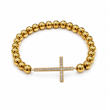 Radiant Rhinestone Cross Bracelet | 18K Gold PVD Plated