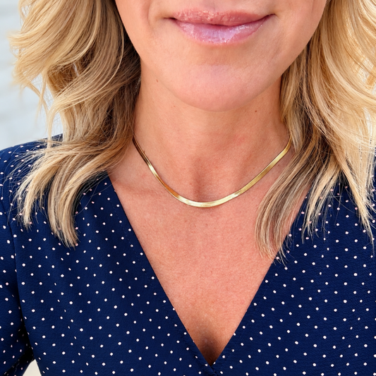 15" 4mm Herringbone Necklace | Gold