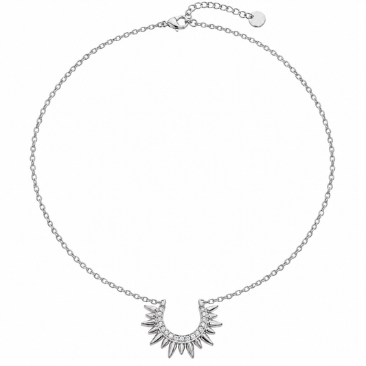 Sunburst Pendant Necklace | Silver