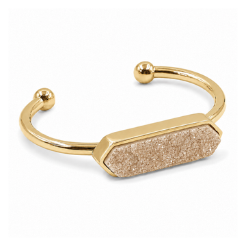 Dazzling Druzy Quartz Cuff  | Tan | Gold