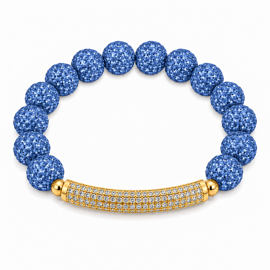 Disco Diva with Gold Radiant Rhinestone Bar | Cardinal Blue