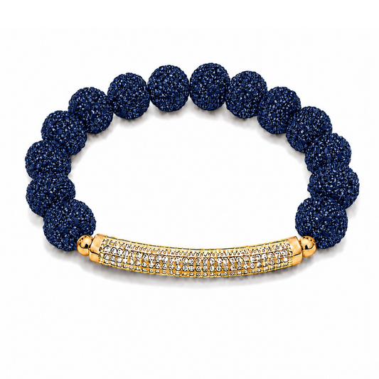 Disco Diva with Gold Radiant Rhinestone Bar | Navy