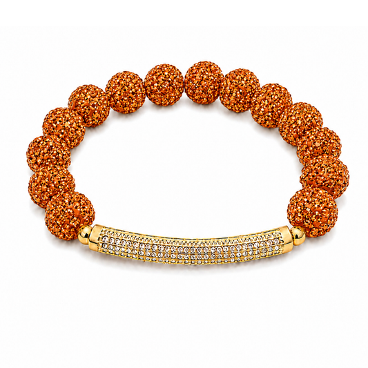Disco Diva with Gold Radiant Rhinestone Bar | Orange