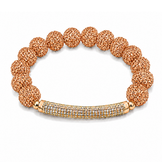 Disco Diva with Gold Radiant Rhinestone Bar | Peach