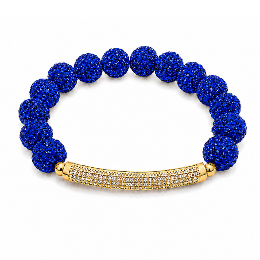 Disco Diva with Gold Radiant Rhinestone Bar | Royal Blue