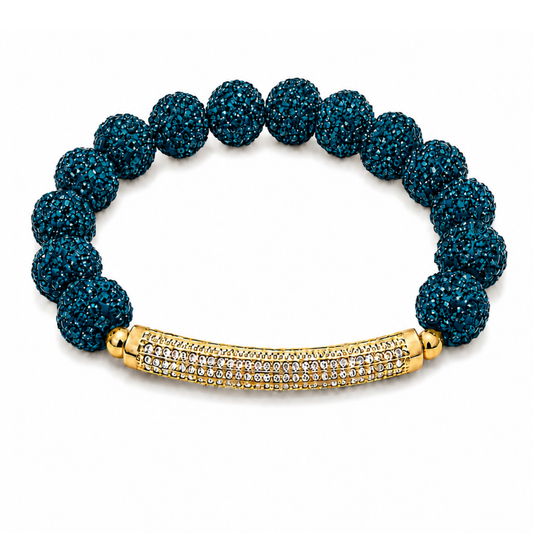 Disco Diva with Gold Radiant Rhinestone Bar | Teal