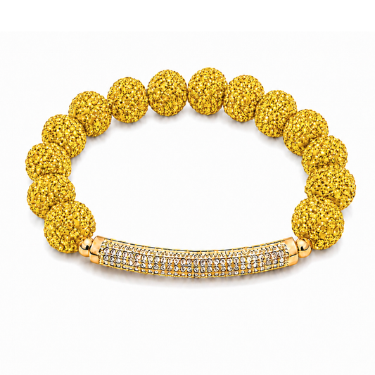 Disco Diva with Gold Radiant Rhinestone Bar | Yellow